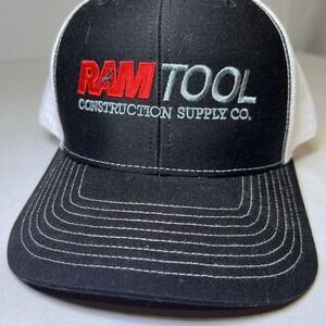 Ram Tool and Supply Co Black Snap Back Baseball Cap Hat White Mesh Trucker